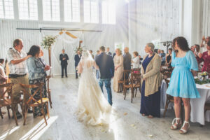 Bride walking down the aisle
