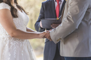 Bride and Groom at alter