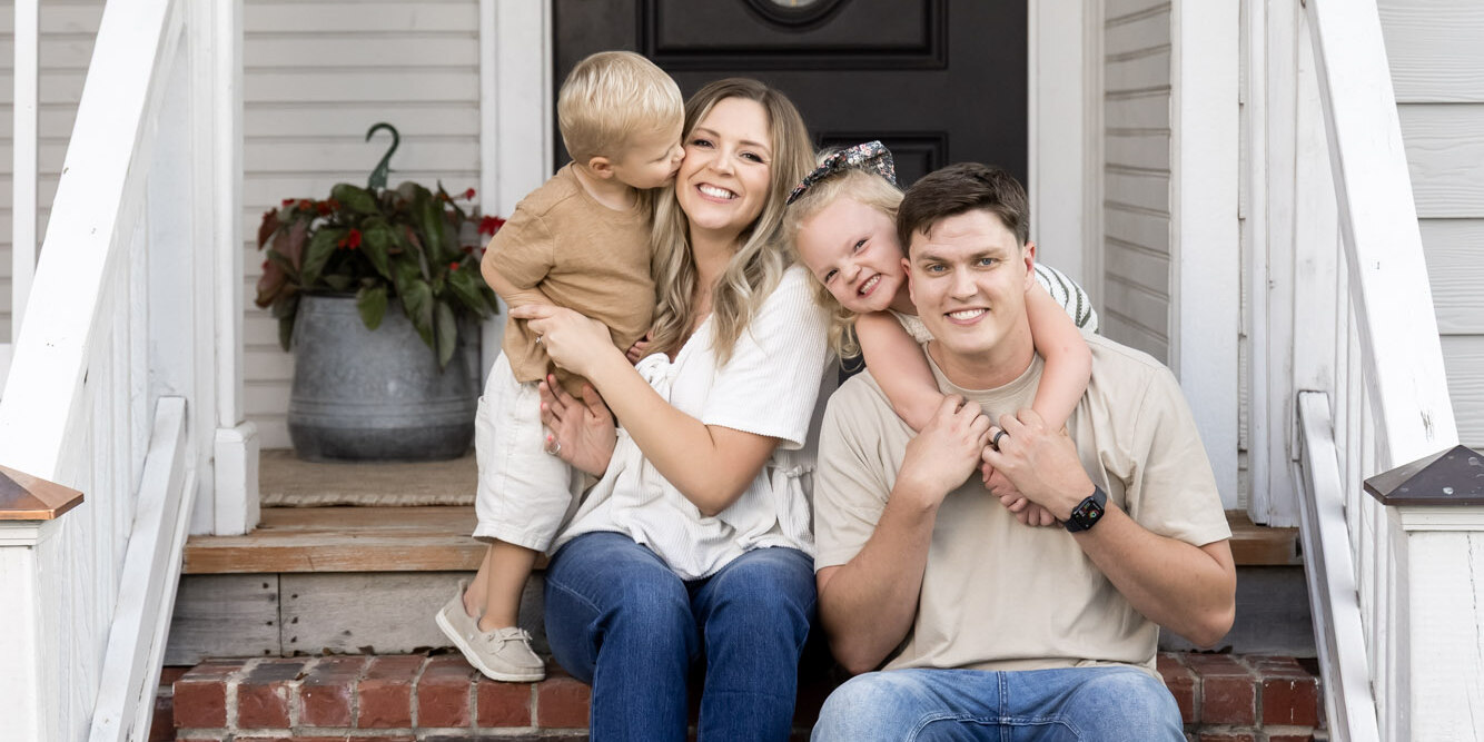 Family on front porch