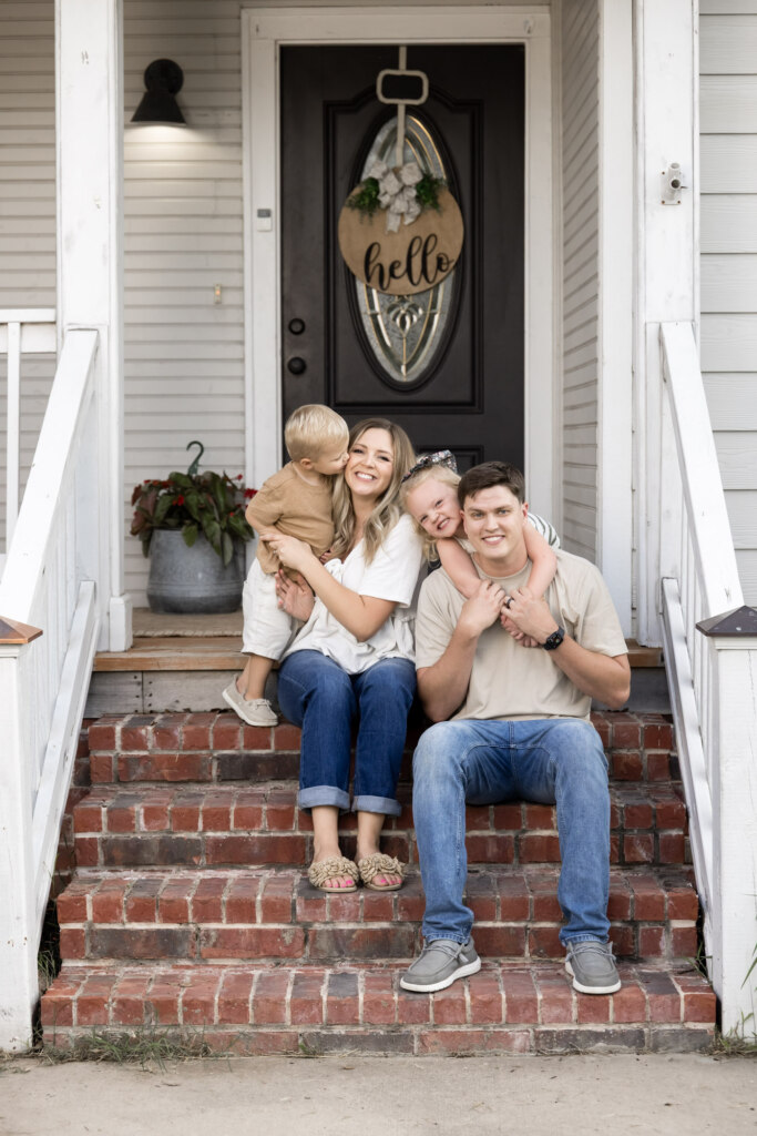 Family on front porch