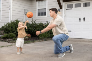 Son playing with his dad